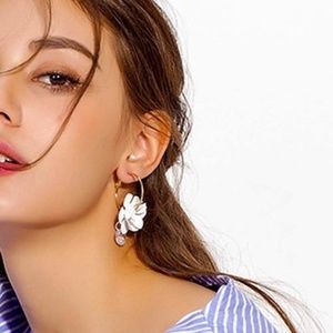 Floral & Rhinestone Hoop Earrings